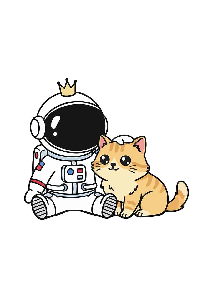 Astronaut Pets Cat