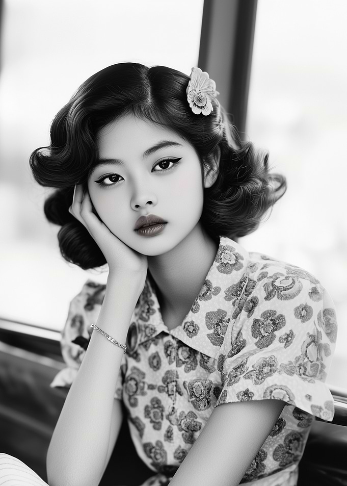 Vintage Portrait of a Beautiful Asian Woman