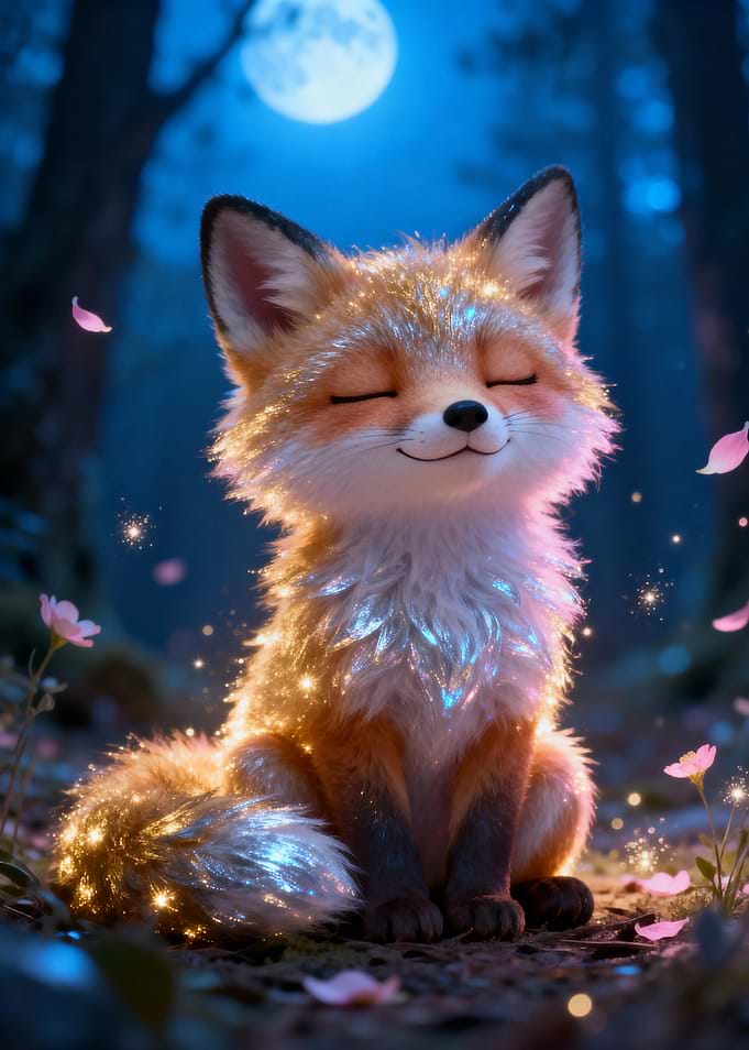 Cute Fox in Enchanted Forest
