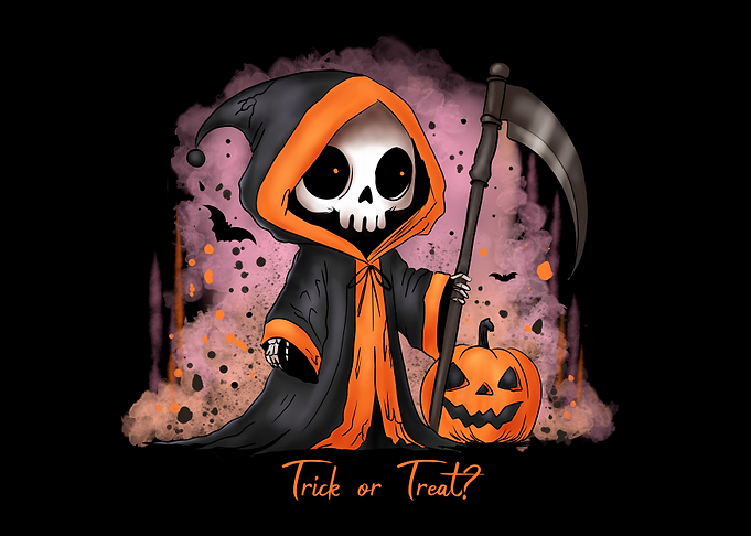 Cute Halloween Grim Reaper Illustration