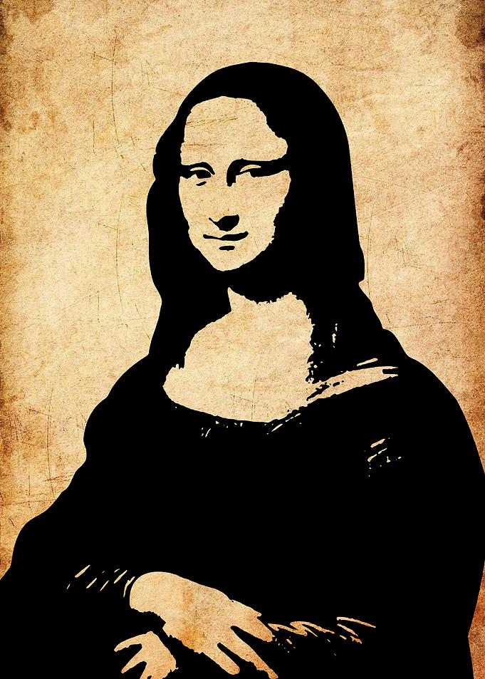 Mona Lisa Silhouette on Textured Background