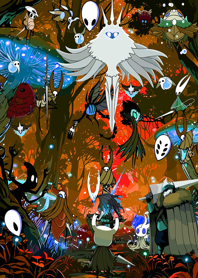 Hollow Knight Characters in Forest Scene
