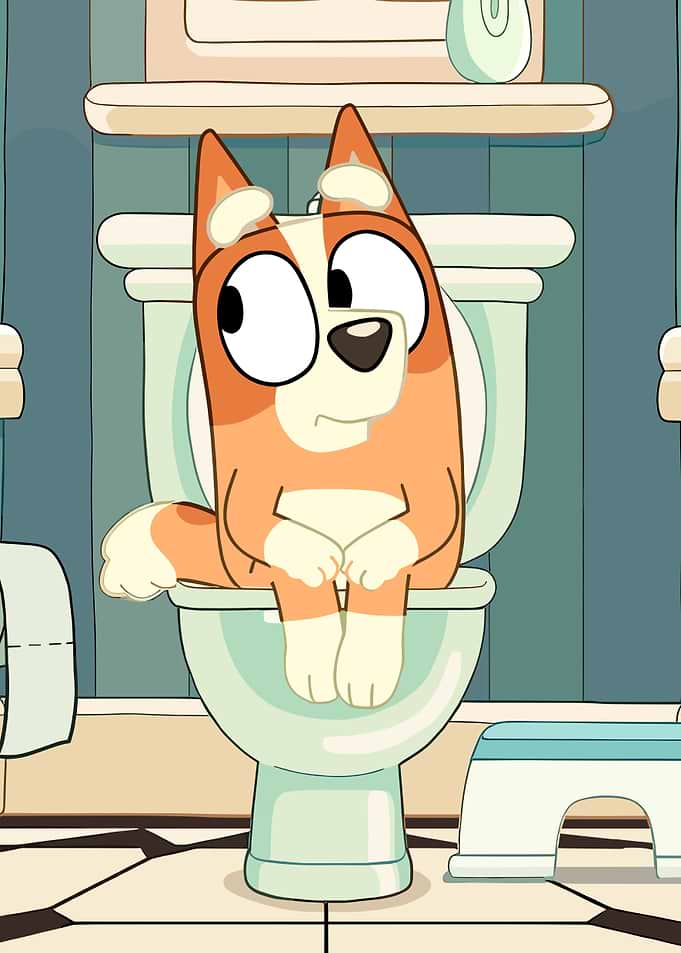 Bluey on the Toilet