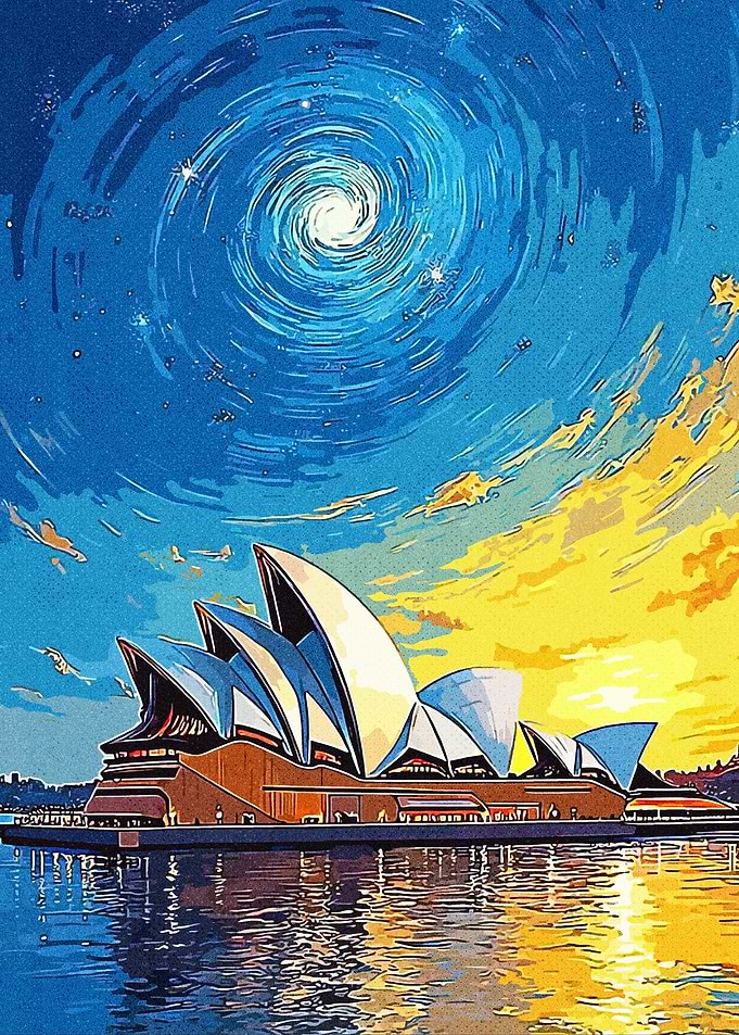 Sydney Opera House with Swirling Sky