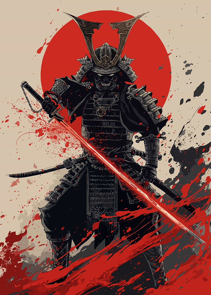 Samurai Warrior with Glowing Katana Painting