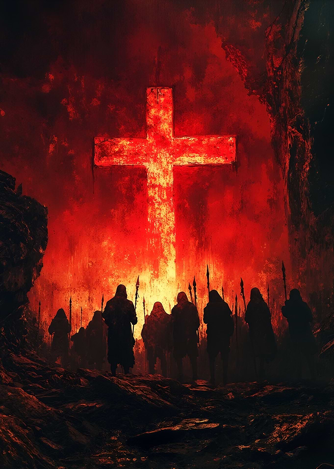 Red Cross and Dark Figures