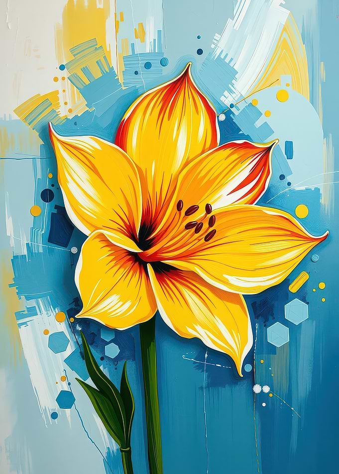Abstract Yellow Flower Painting