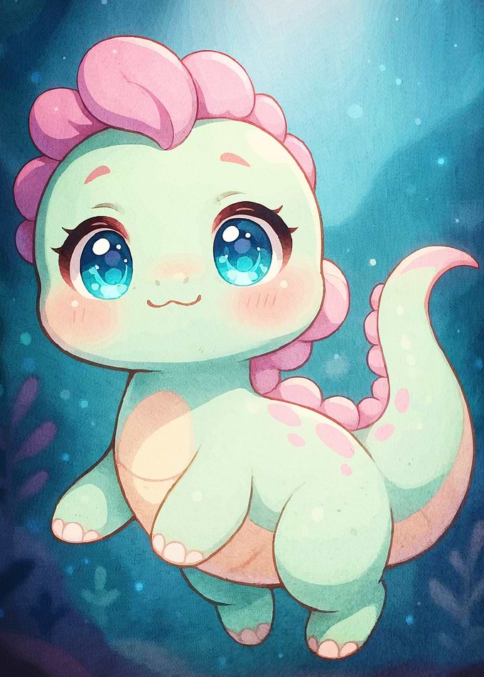 Cute Cartoon Dinosaur Big Eyes