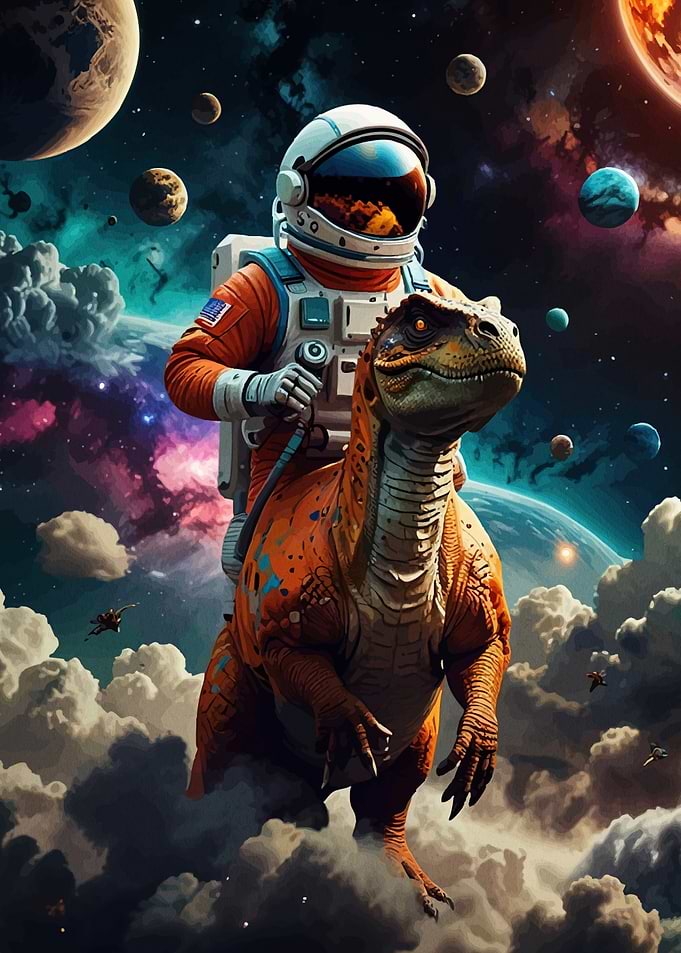 Astronaut dinosaur space
