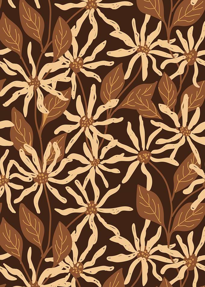 Floral Pattern with Brown Background
