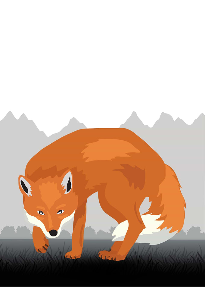 Fox in Grayscale Mountain Landscape