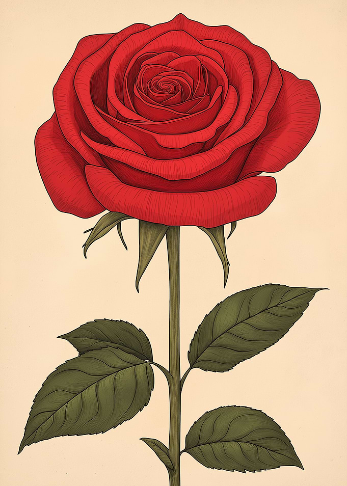 Elegant Red Rose Illustration