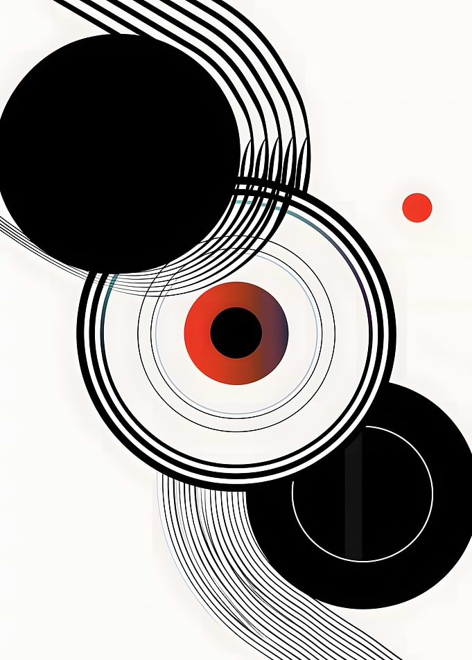 Abstract Circles and Lines Composition