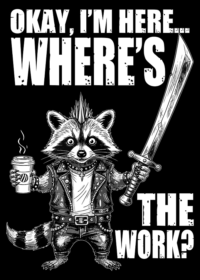 Punk Raccoon Ready for Work