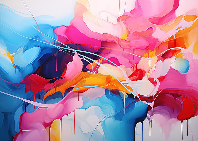 Colorful Abstract Painting with Dripping Paint