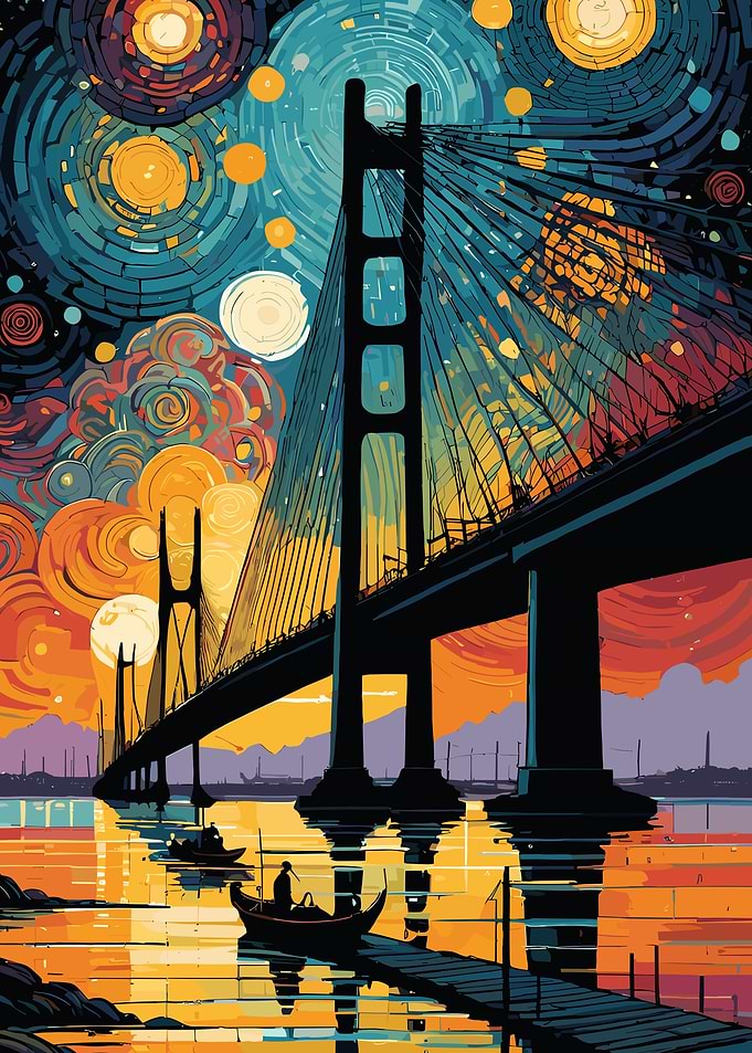 Abstract Bridge at Night