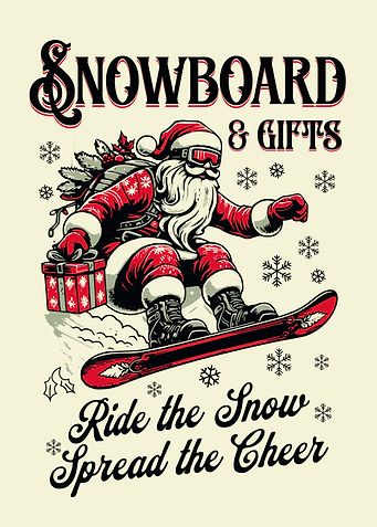 Snowboard Santa Christmas Holiday