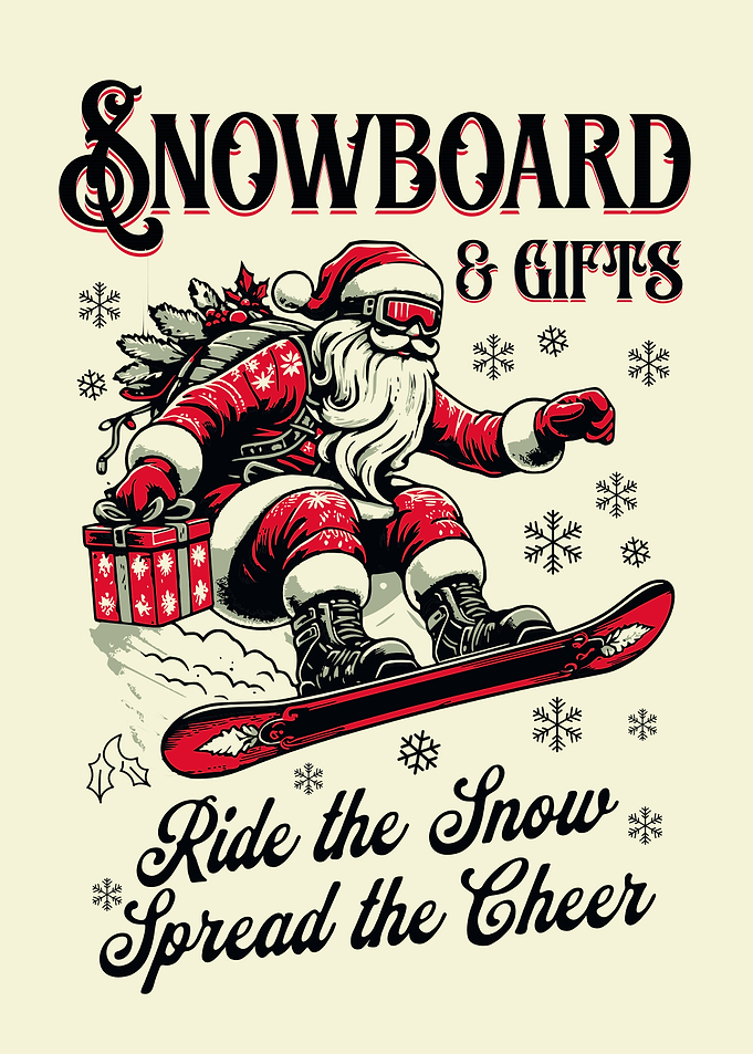 Snowboard Santa Christmas Holiday