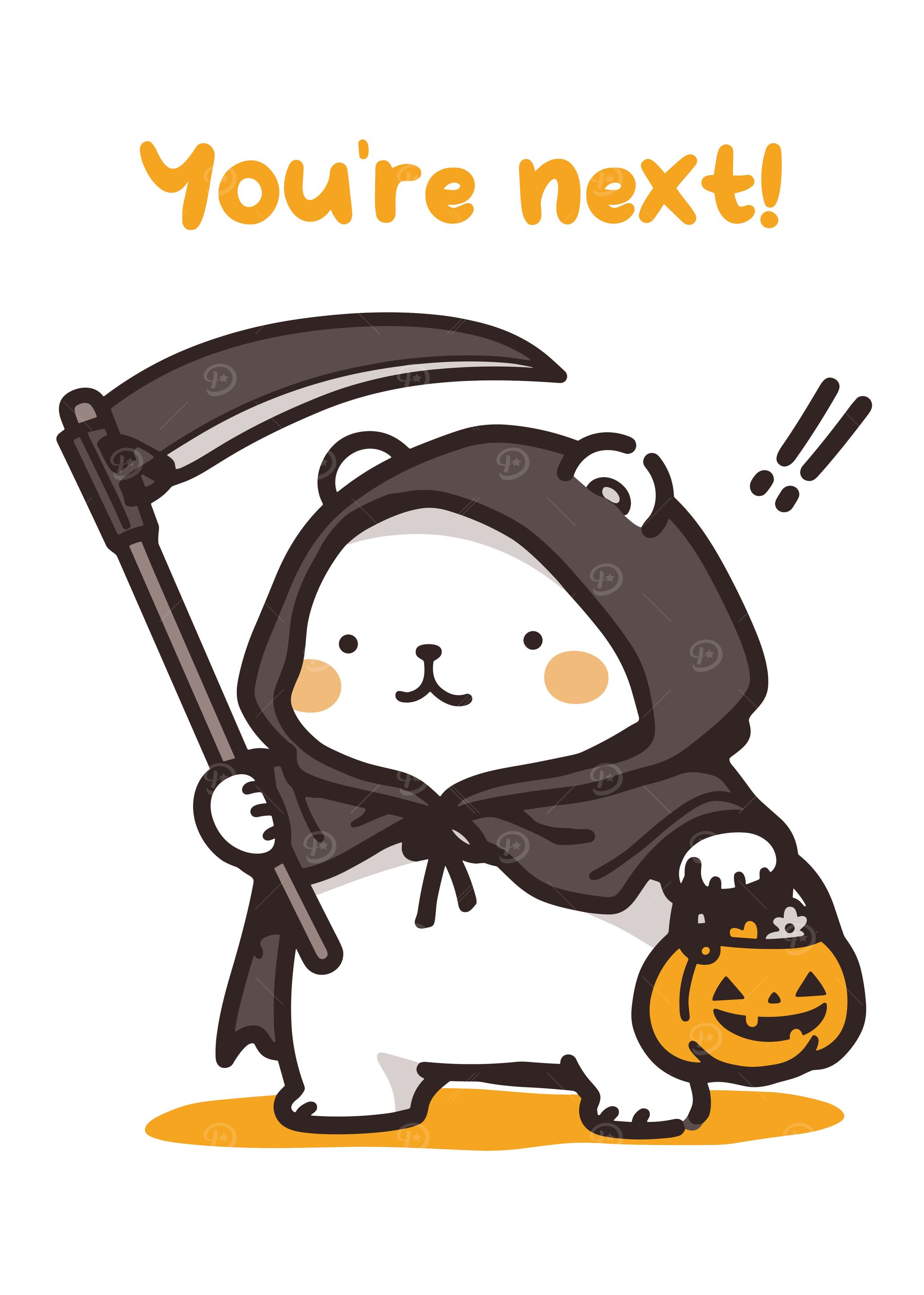Cute Halloween Bear Grim Reaper
