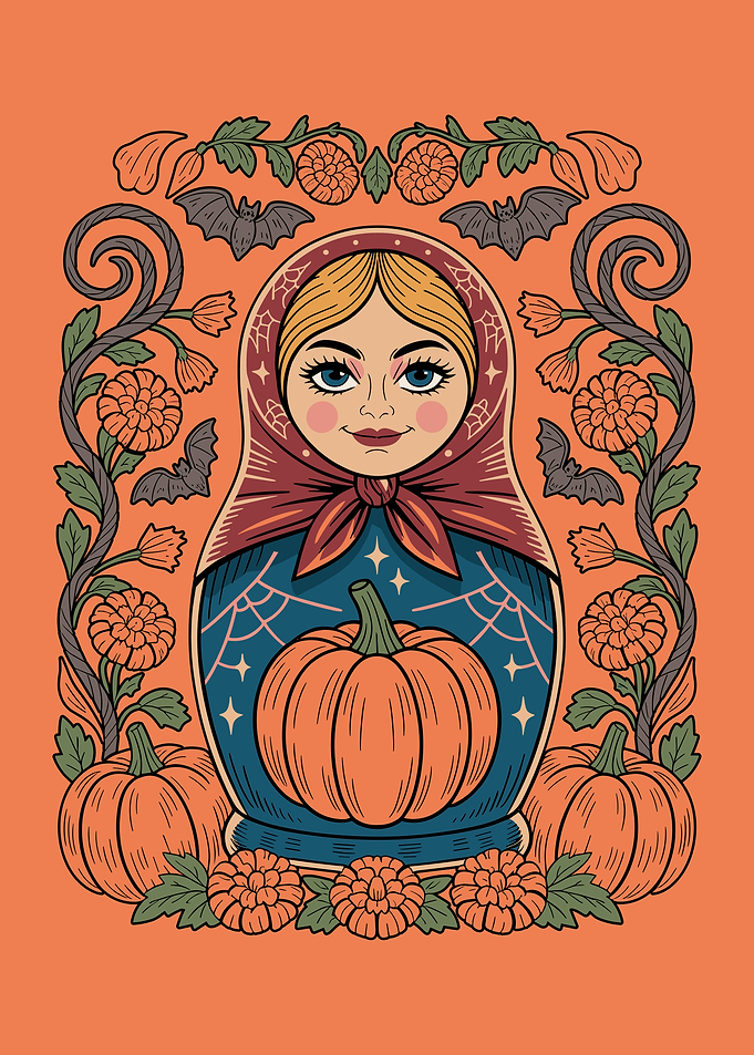 Halloween Matryoshka Doll with Pumpkin
