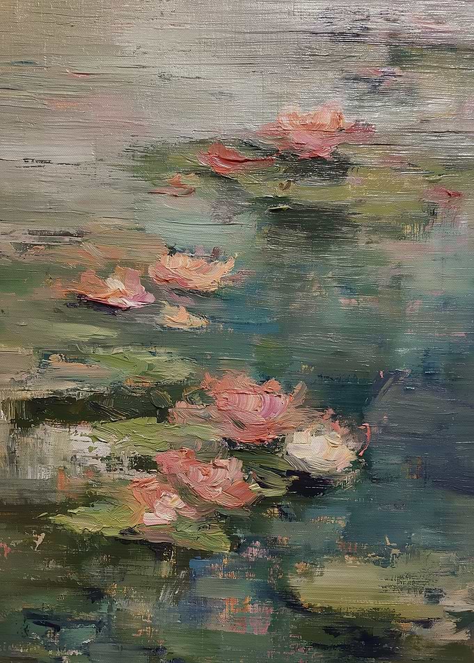 Impressionistic Water Lilies Painting