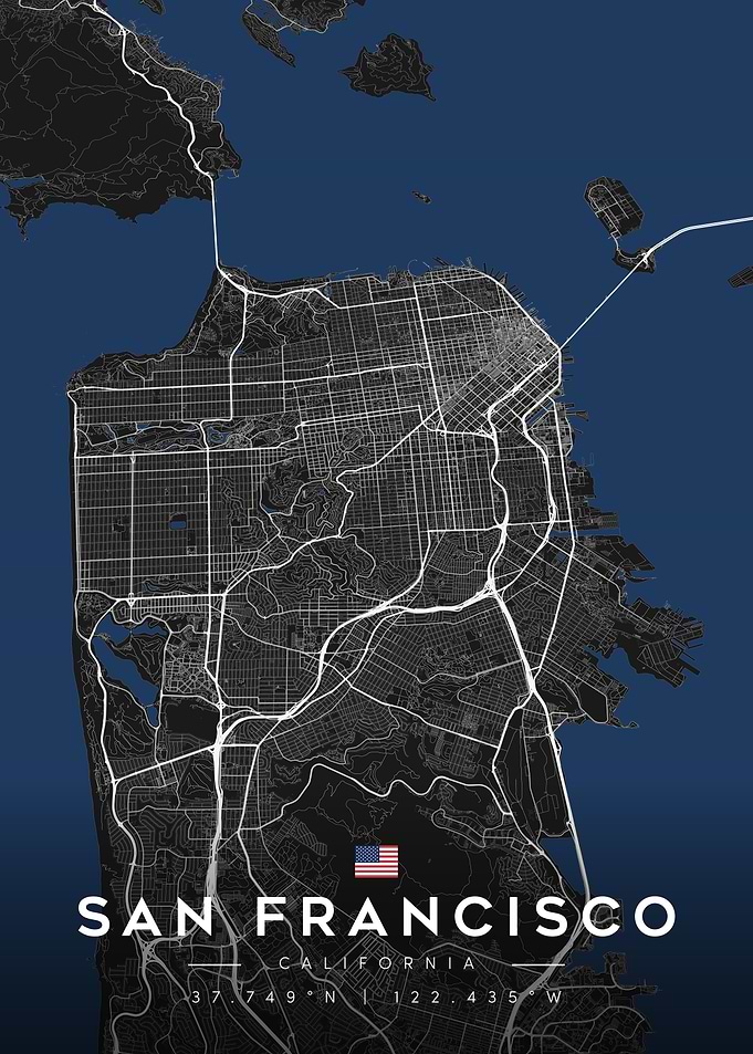 San Francisco City Map Art