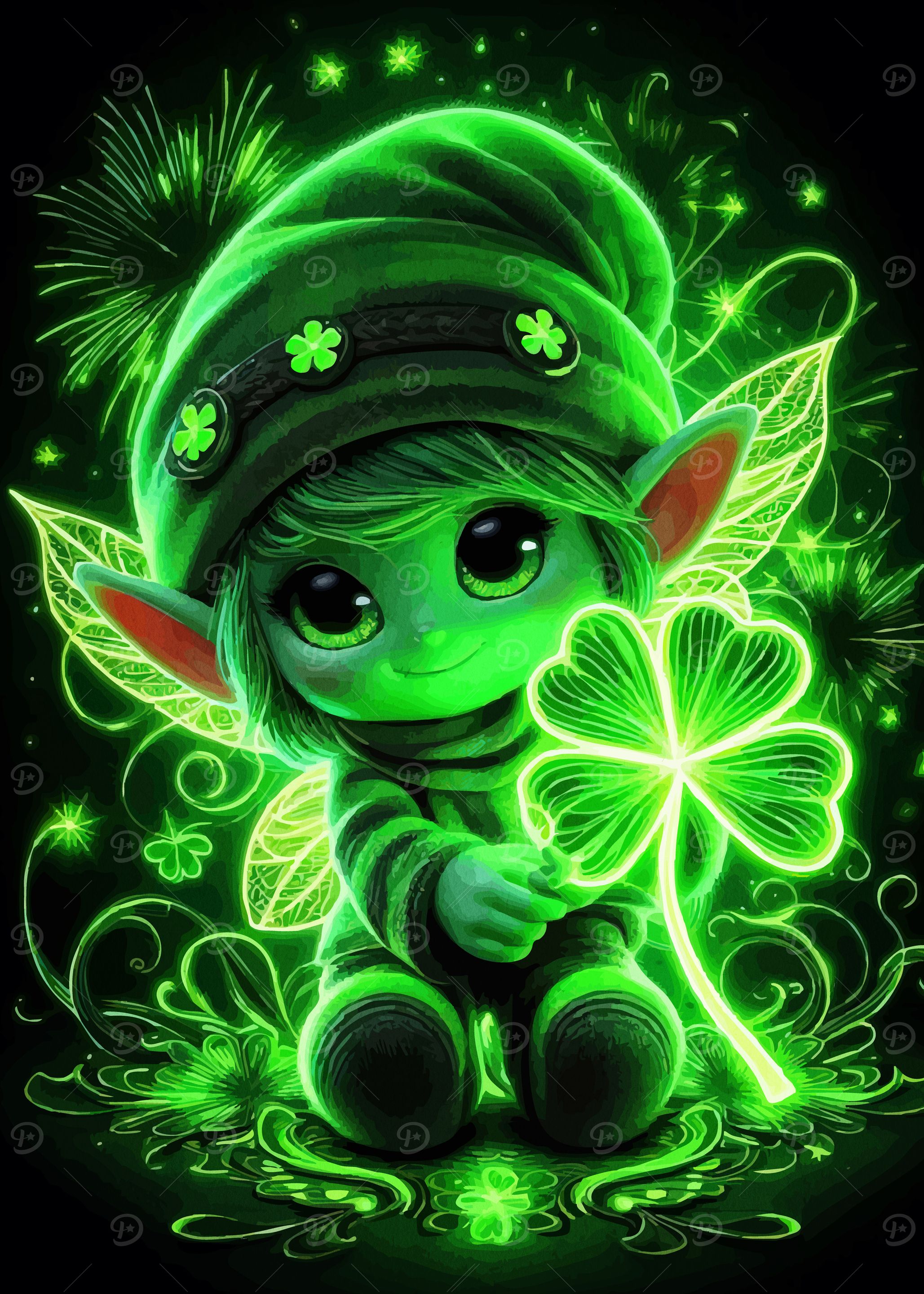 Neon Green Leprechaun Clover