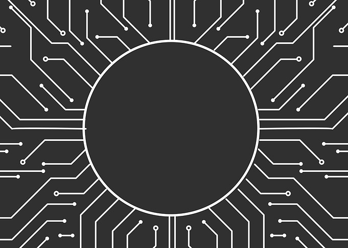 Circuit Board Black and White Graphic
