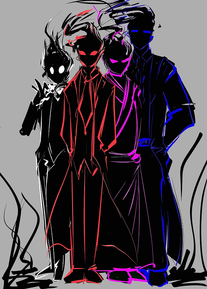 Silhouette Group Portrait with Colorful Accents