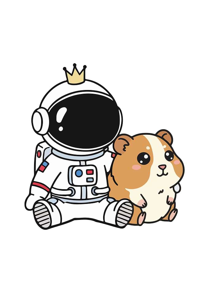 Astronaut with Guinea Pig Cartoon