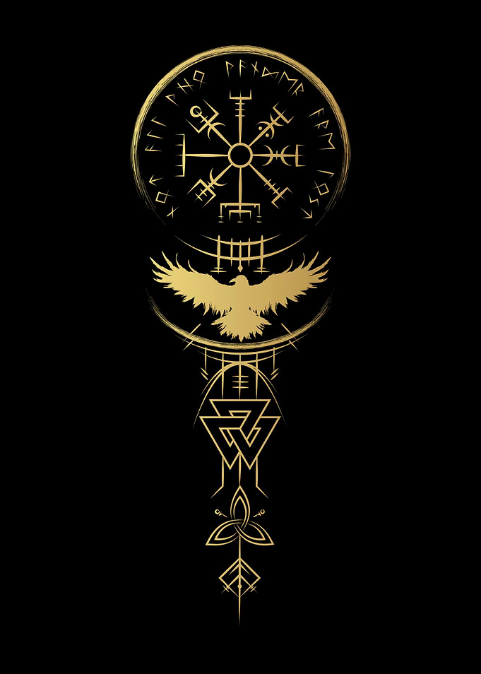 Golden Viking Symbol on Black Background