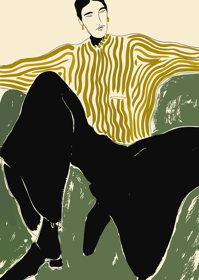 Woman in Striped Shirt Illustration