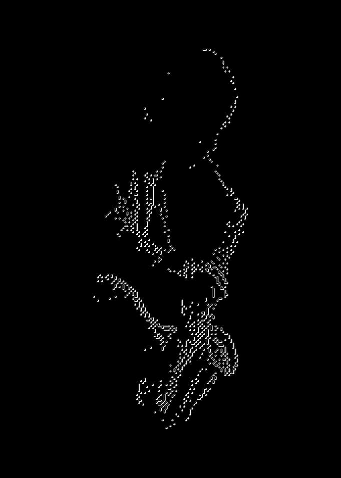 Abstract saxophone Figure in White on Black