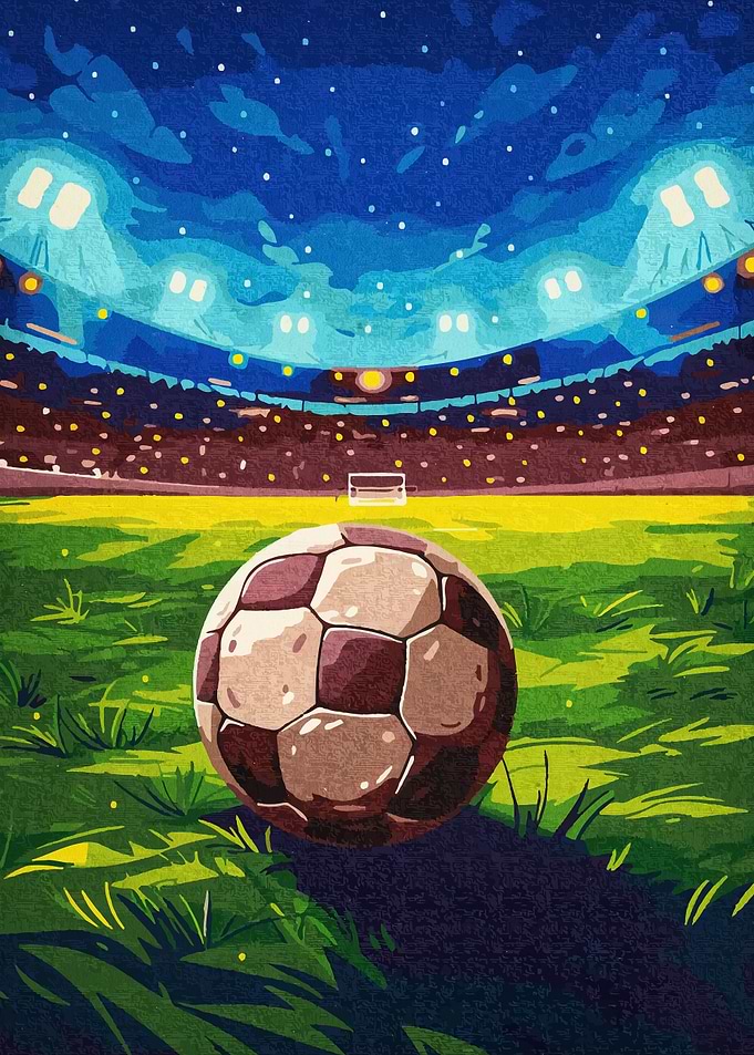 Soccer ball on a stadium field