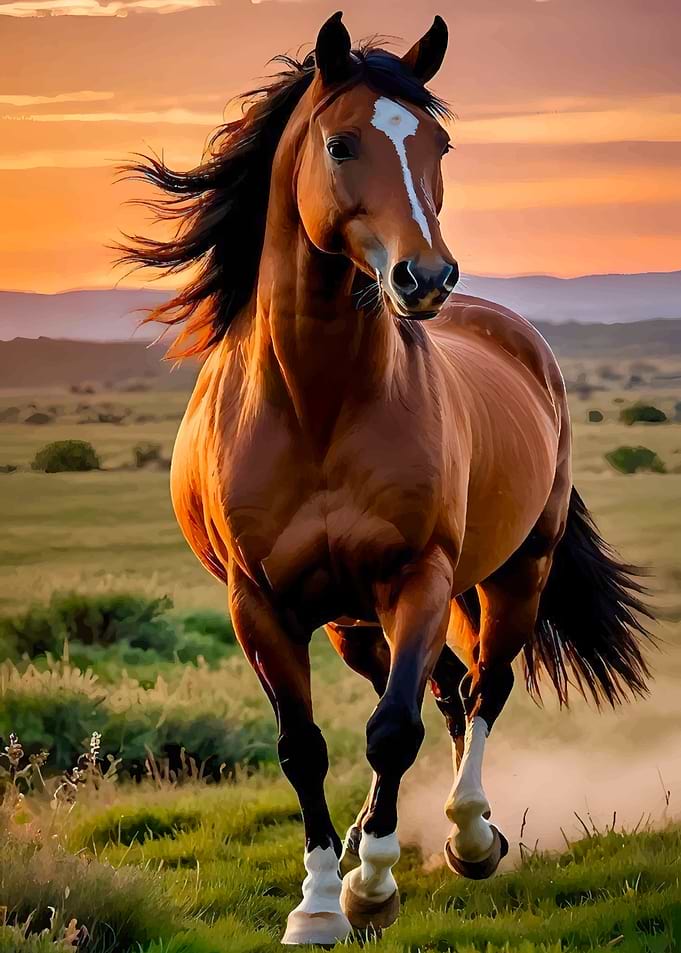 Majestic Horse Galloping at Sunset