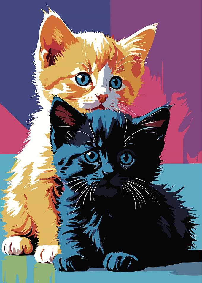 Two Kittens Pop Art Portrait