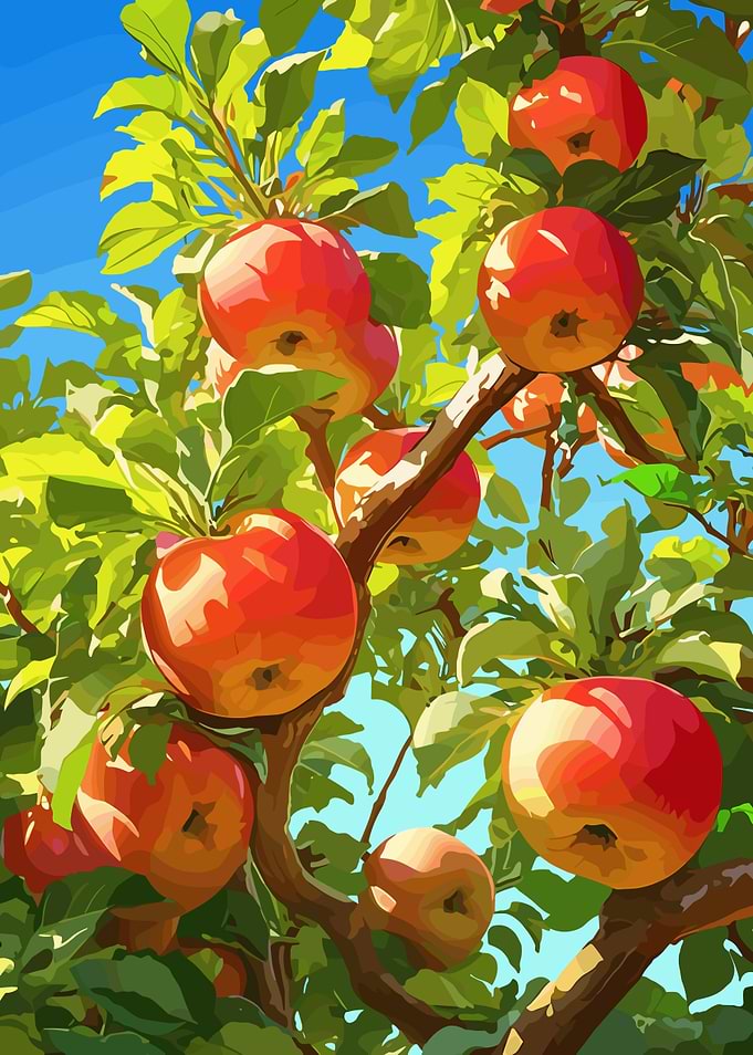 Abundant Apple Tree with Red Fruits