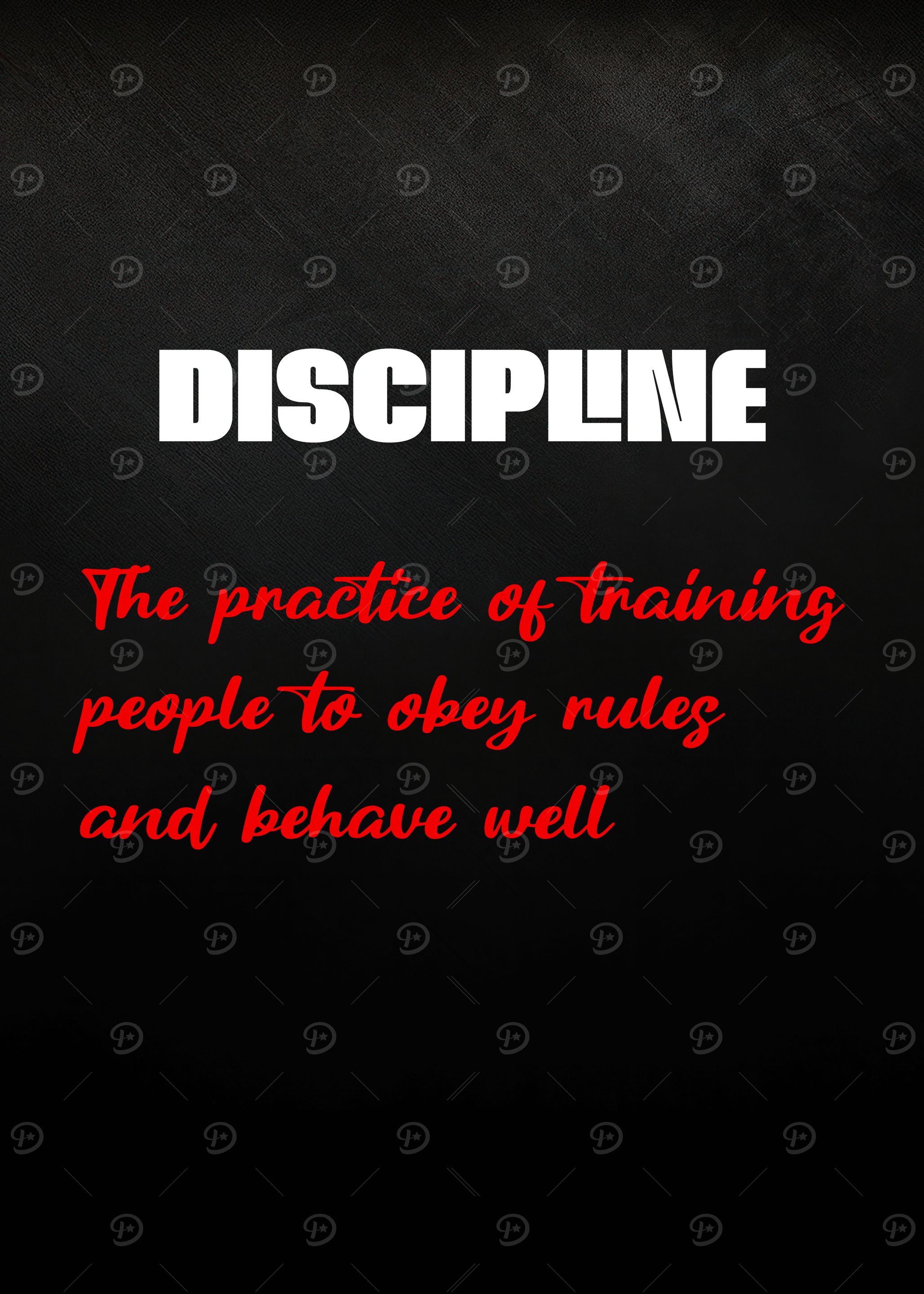 Discipline Definition on Black Background
