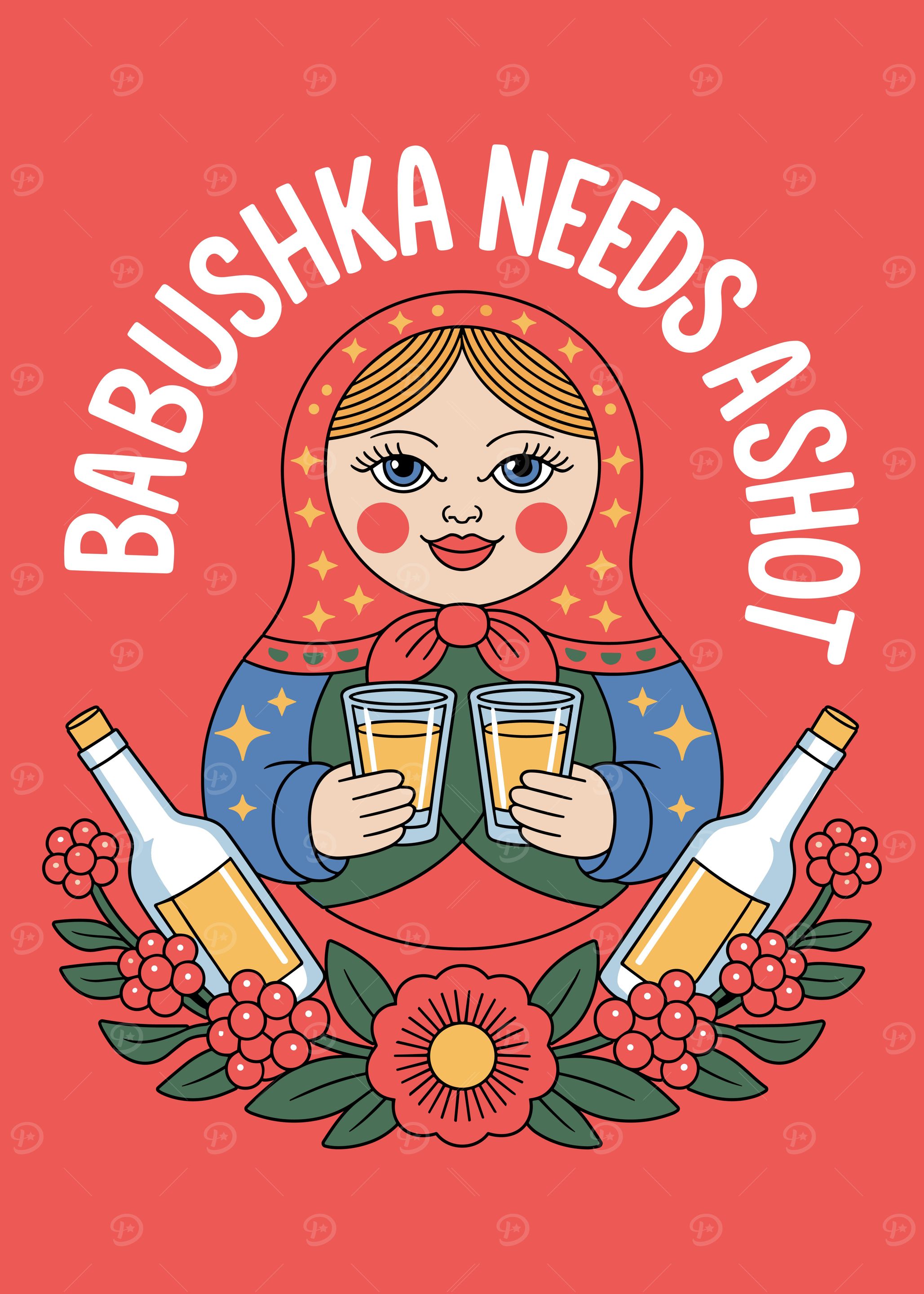 Babushka Needs a Shot Illustration