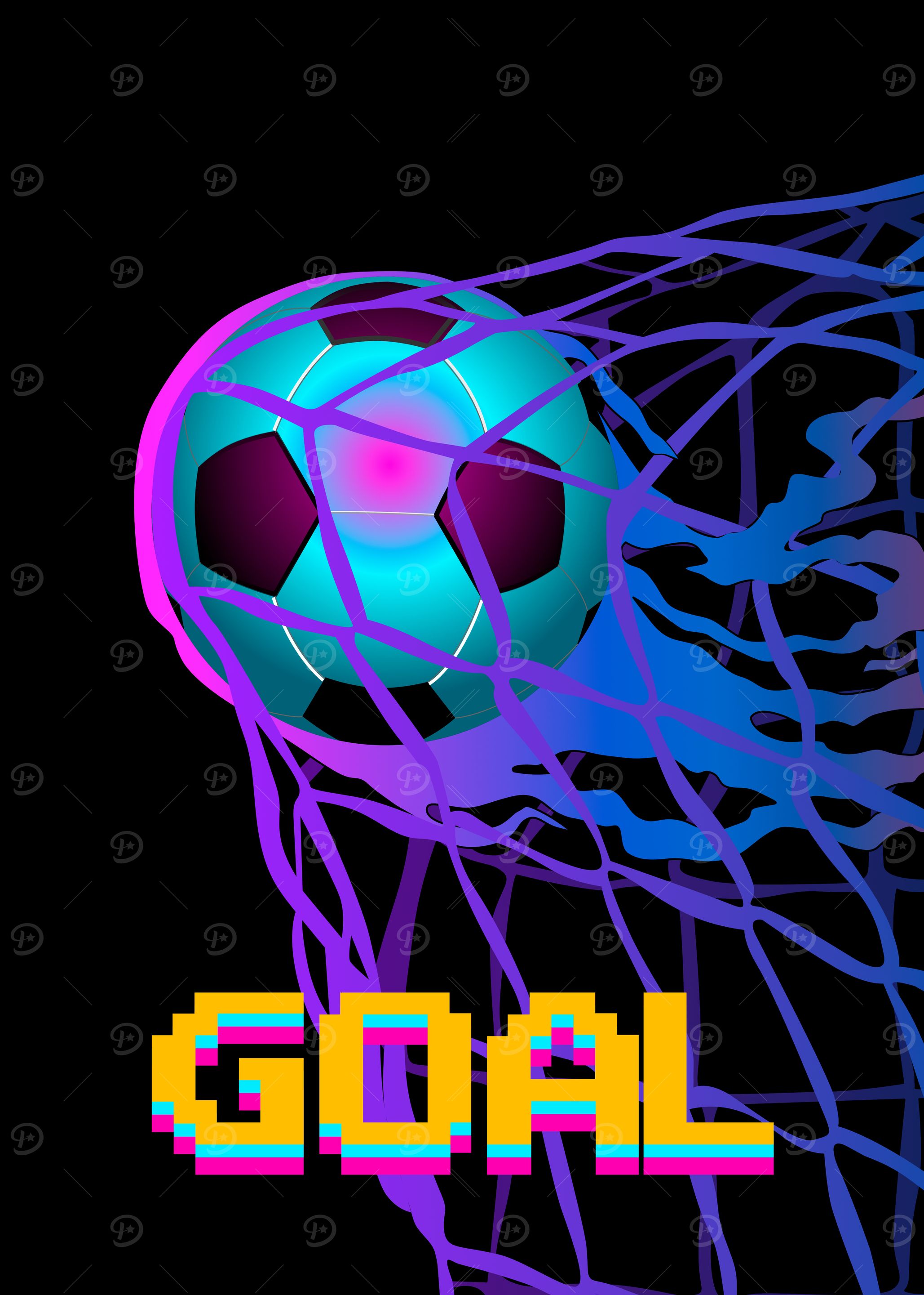 Neon Soccer Goal Pixel Art