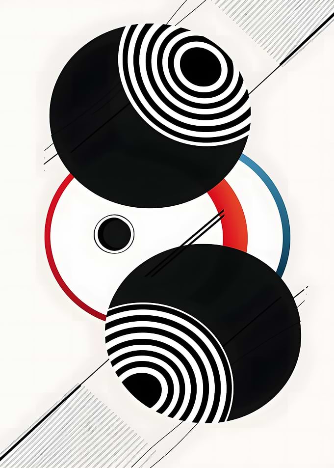 Abstract Circles and Lines Composition