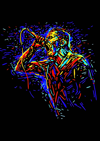 Singer in colorful abstract style