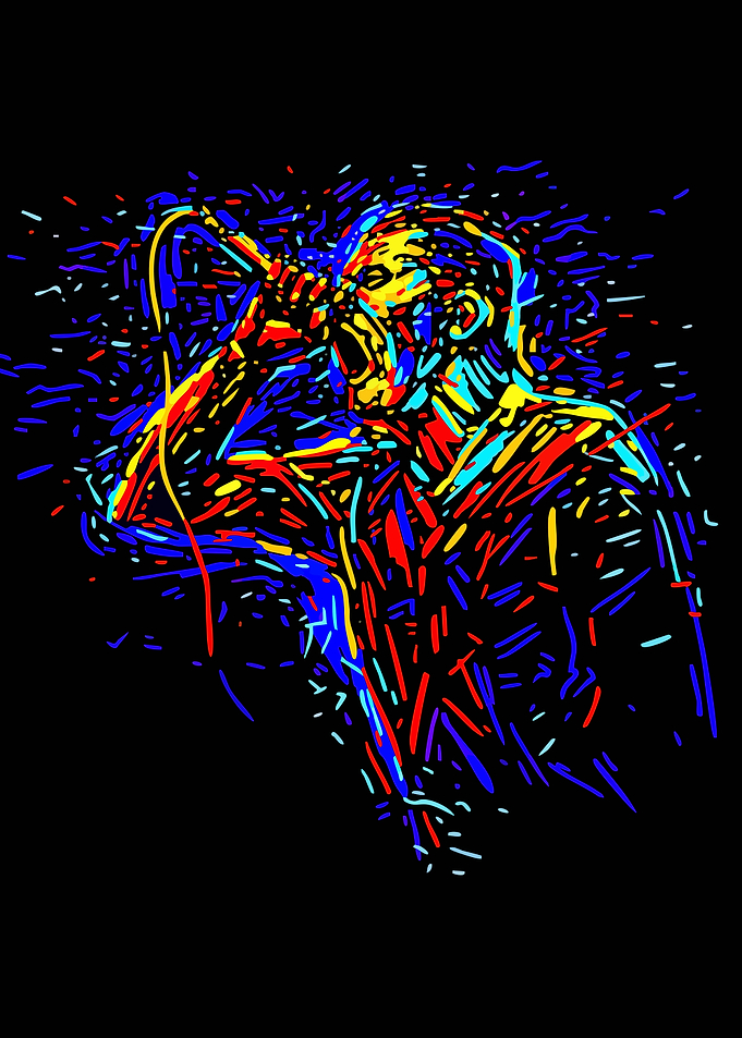 Singer in colorful abstract style