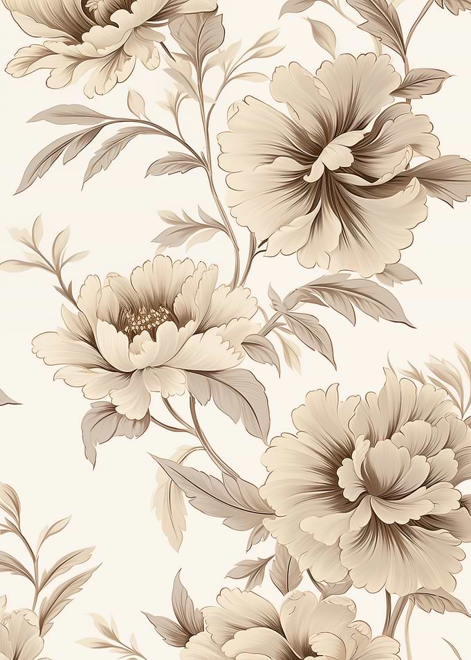 Floral Art Beige Peonies