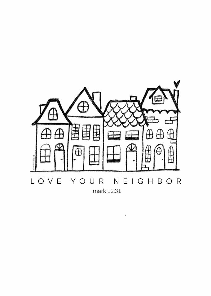 Love Your Neighbor House Illustration