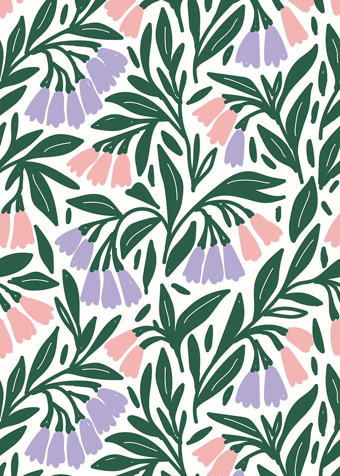 Floral Pattern with Pink and Purple Flowers