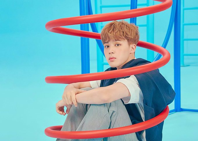 jimin in a colorful setting
