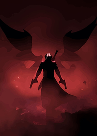Silhouette of a man with guns