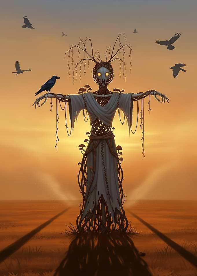 Willow Scarecrow at Sunset