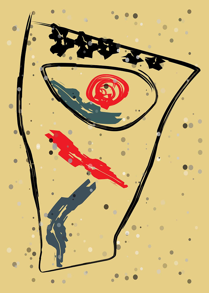 Abstract Face with Red and Blue